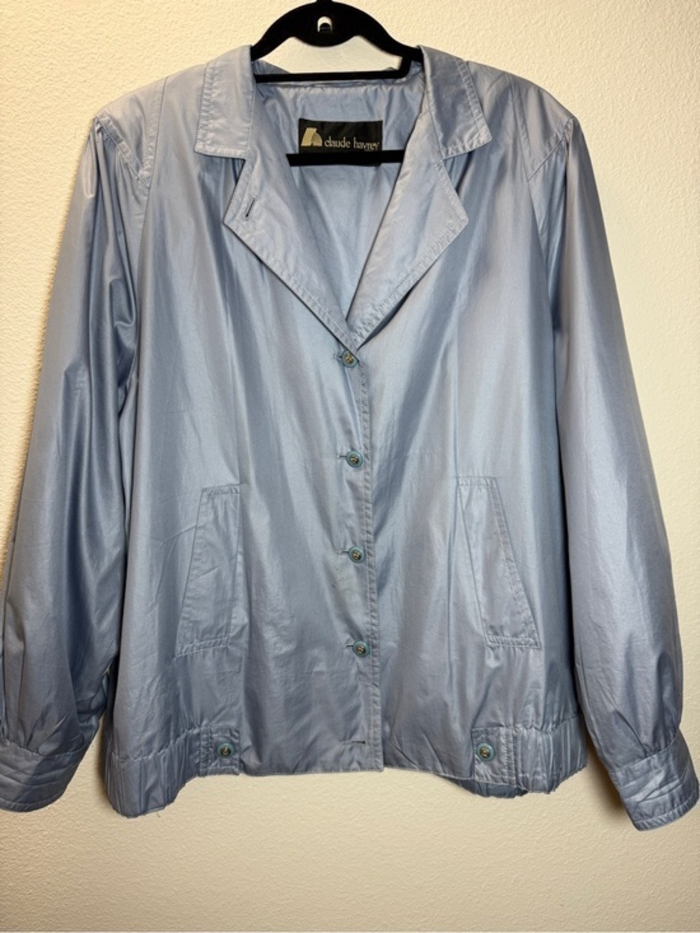 Claude Havrey Paris Vintage Jacket M Periwinkle Blue Rain Windbreaker France